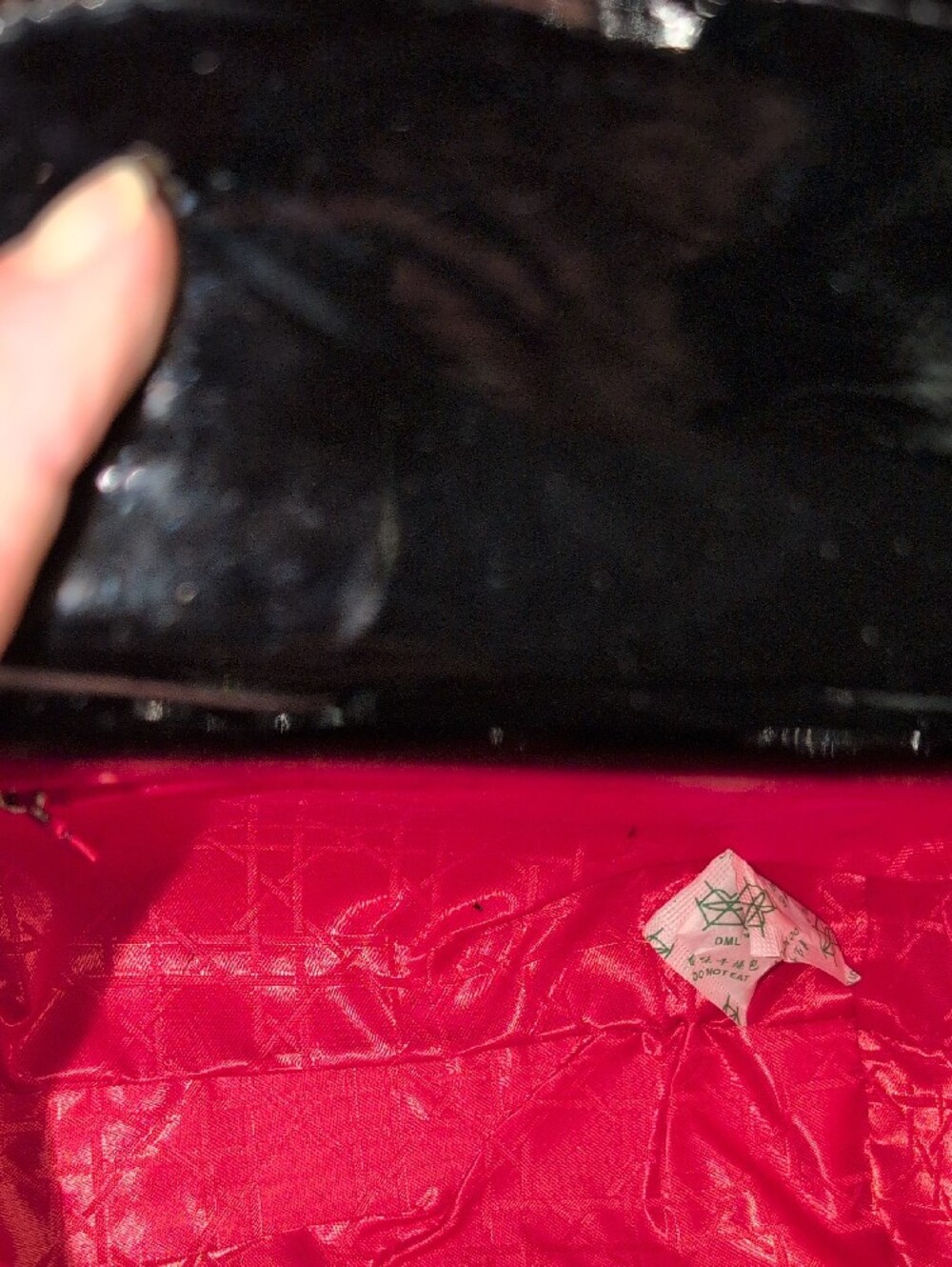 Crystal-Embellished Black Patent Mini Tote  With Crossbody Strap - Picture 12 of 16